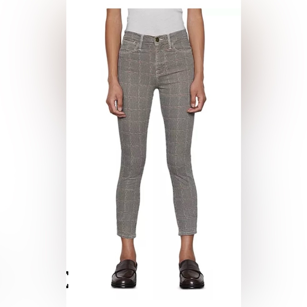 Frame Le High Skinny Crop Window Pane Plaid Jeans
